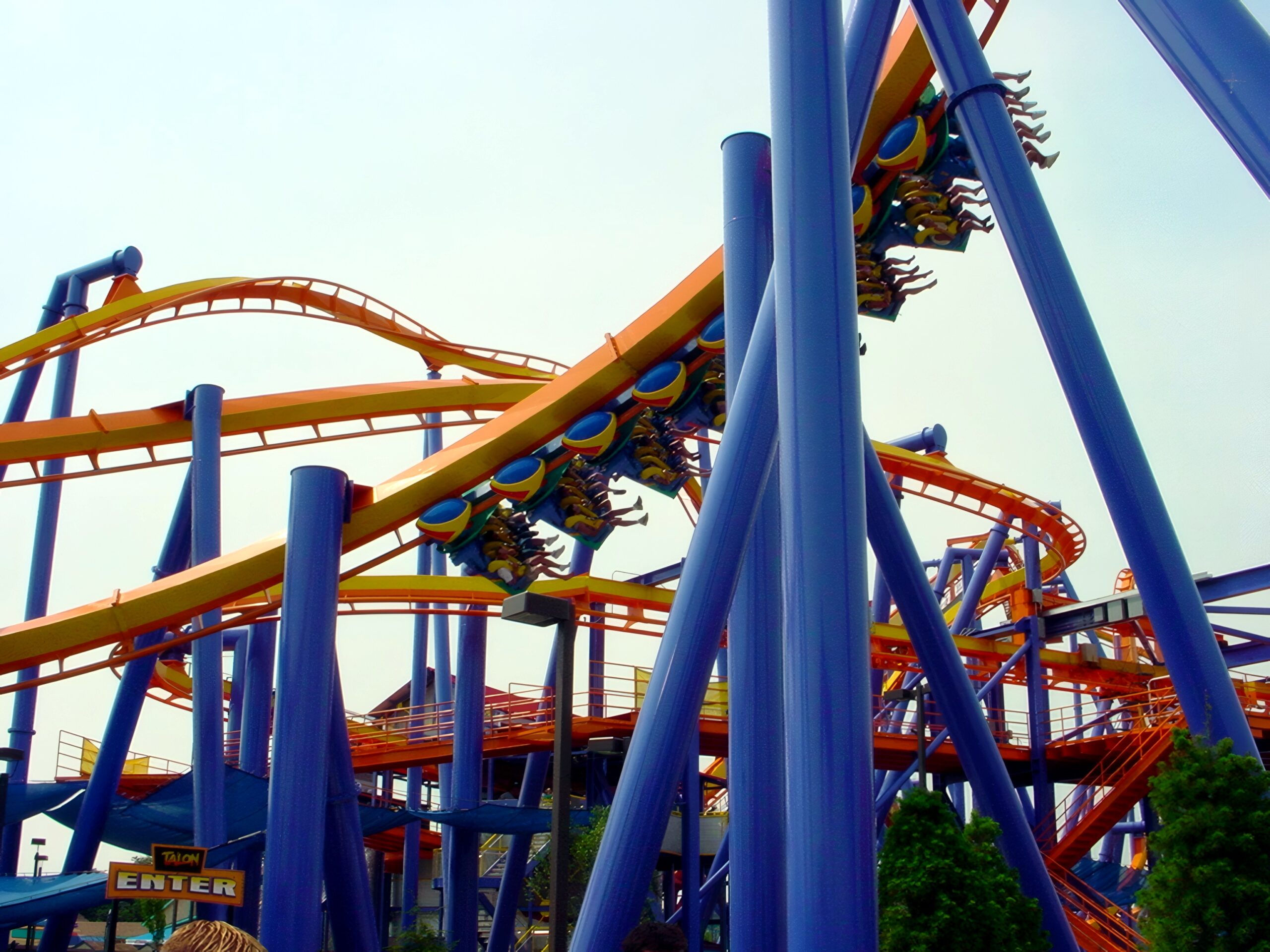 Overview of Talon's orange track weaving through blue supports, July 2001