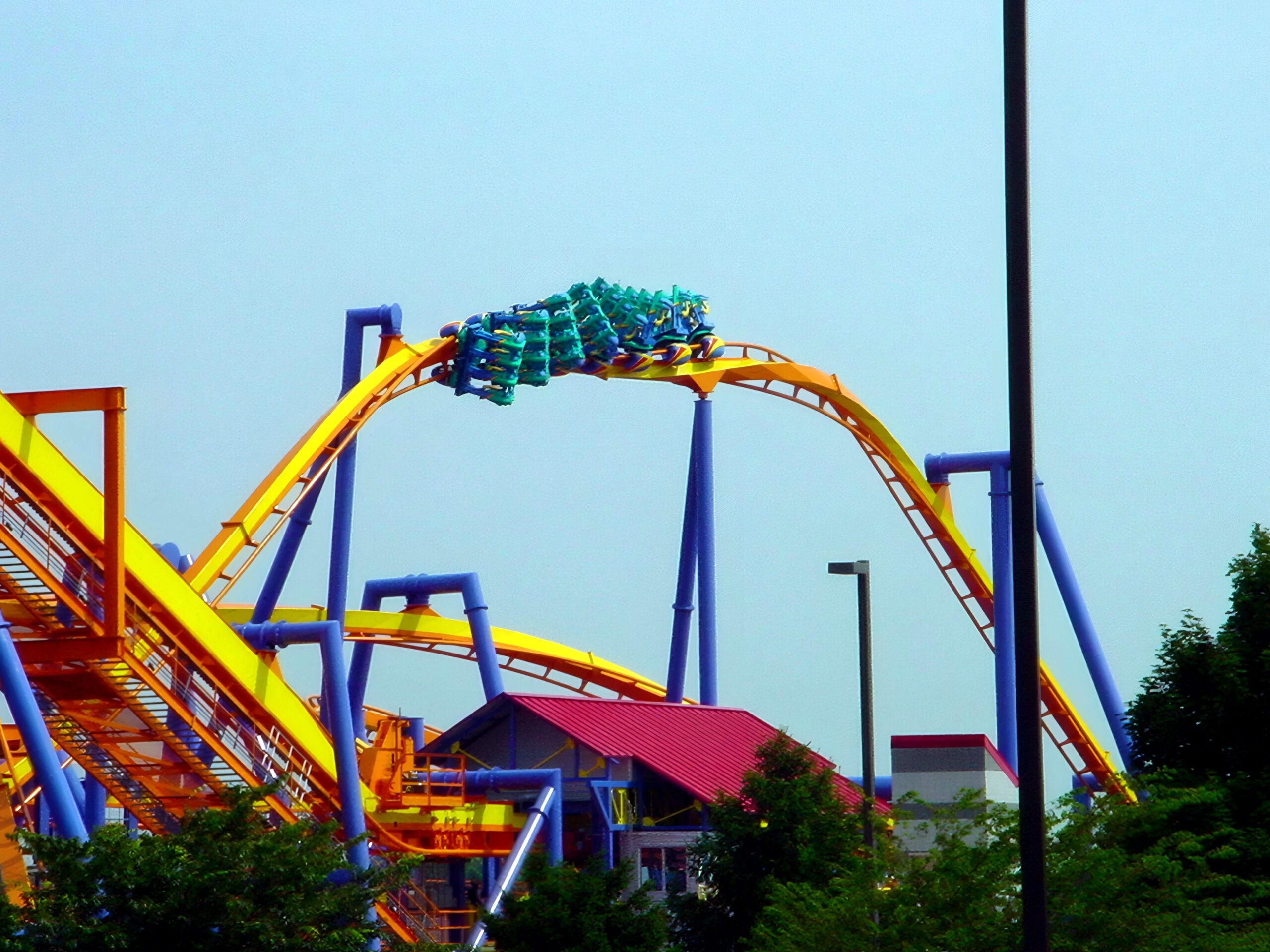 A Talon train exiting the vertical loop, July 2001