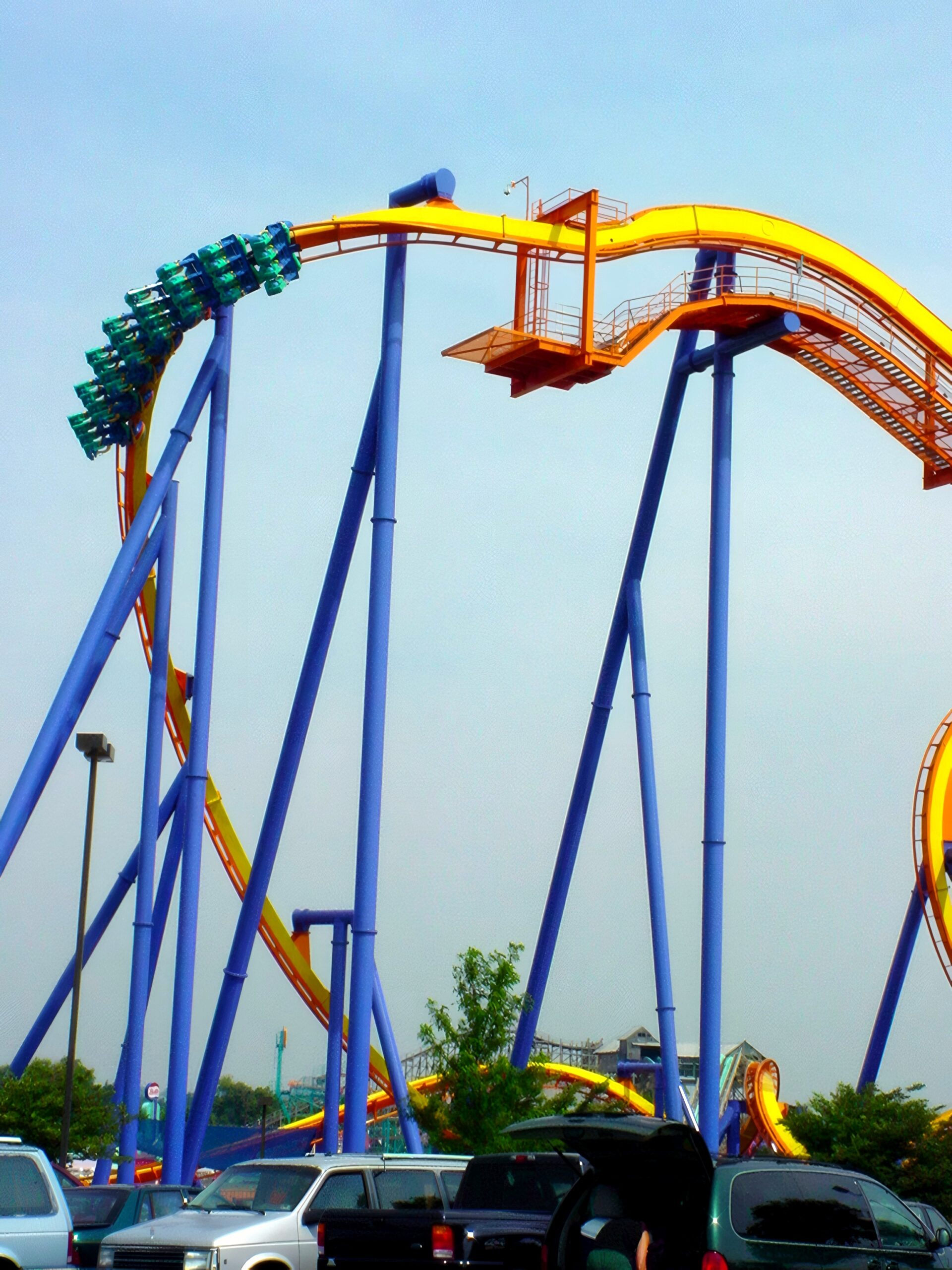 Talon's vertical loop against the sky, July 2001