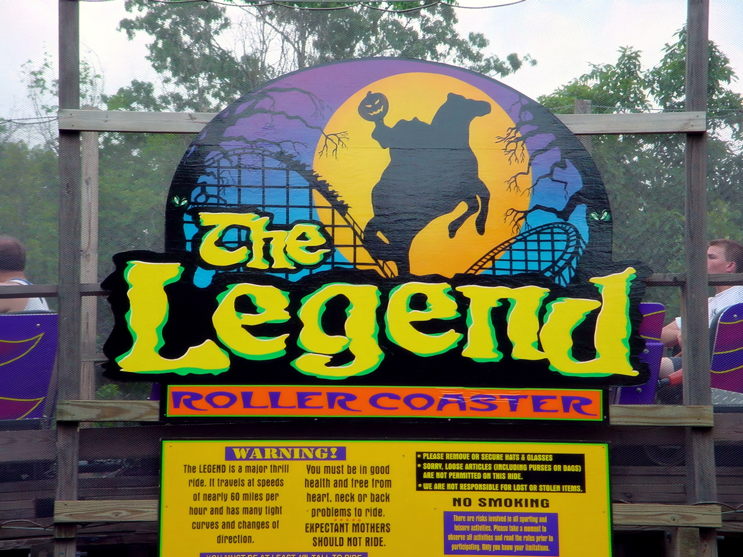 The Legend entrance sign at Holiday World, July 2002