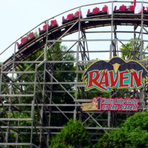The Raven wooden roller coaster at Holiday World
