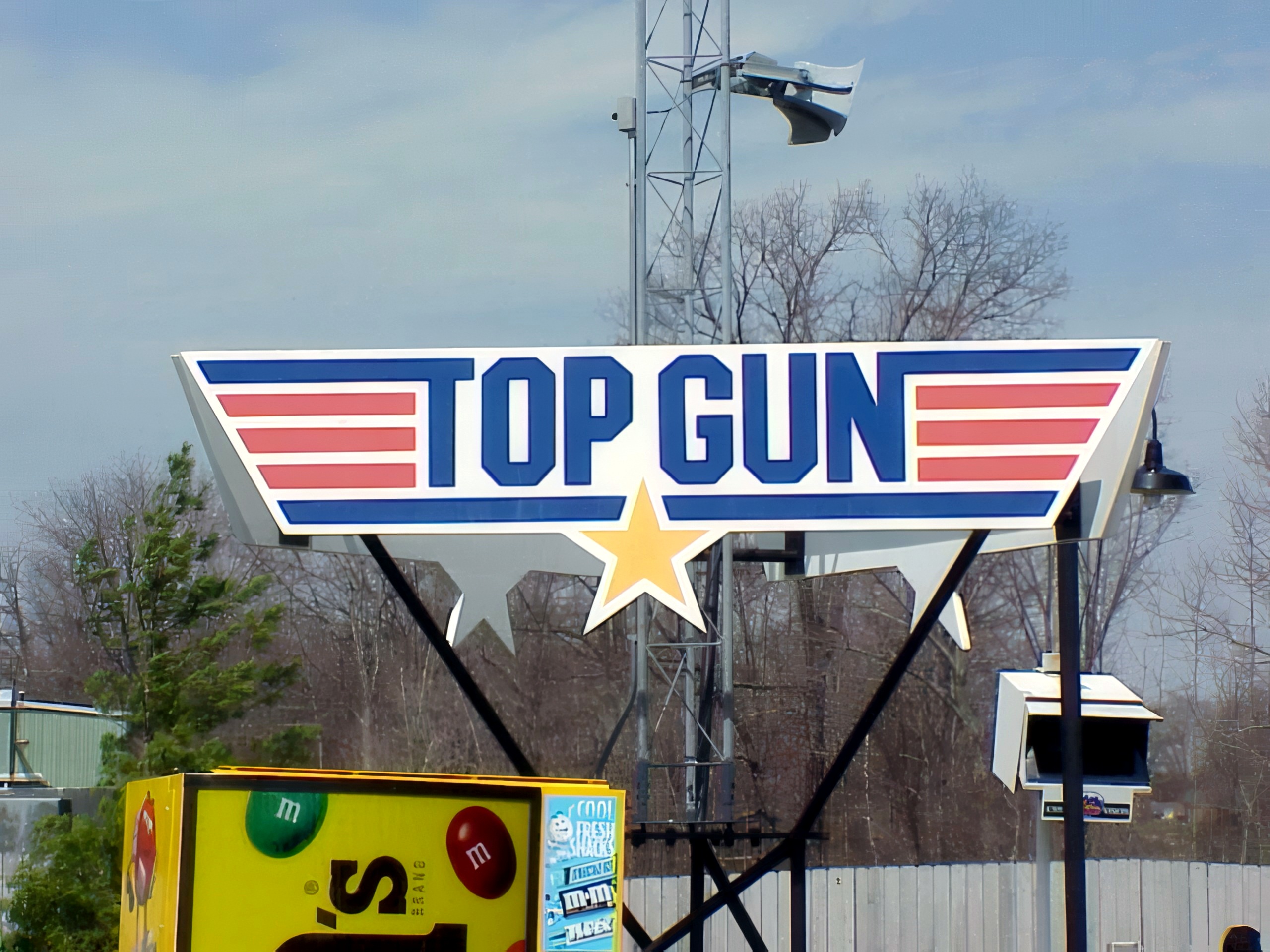 The Top Gun entrance sign at Kings Island, April 2001