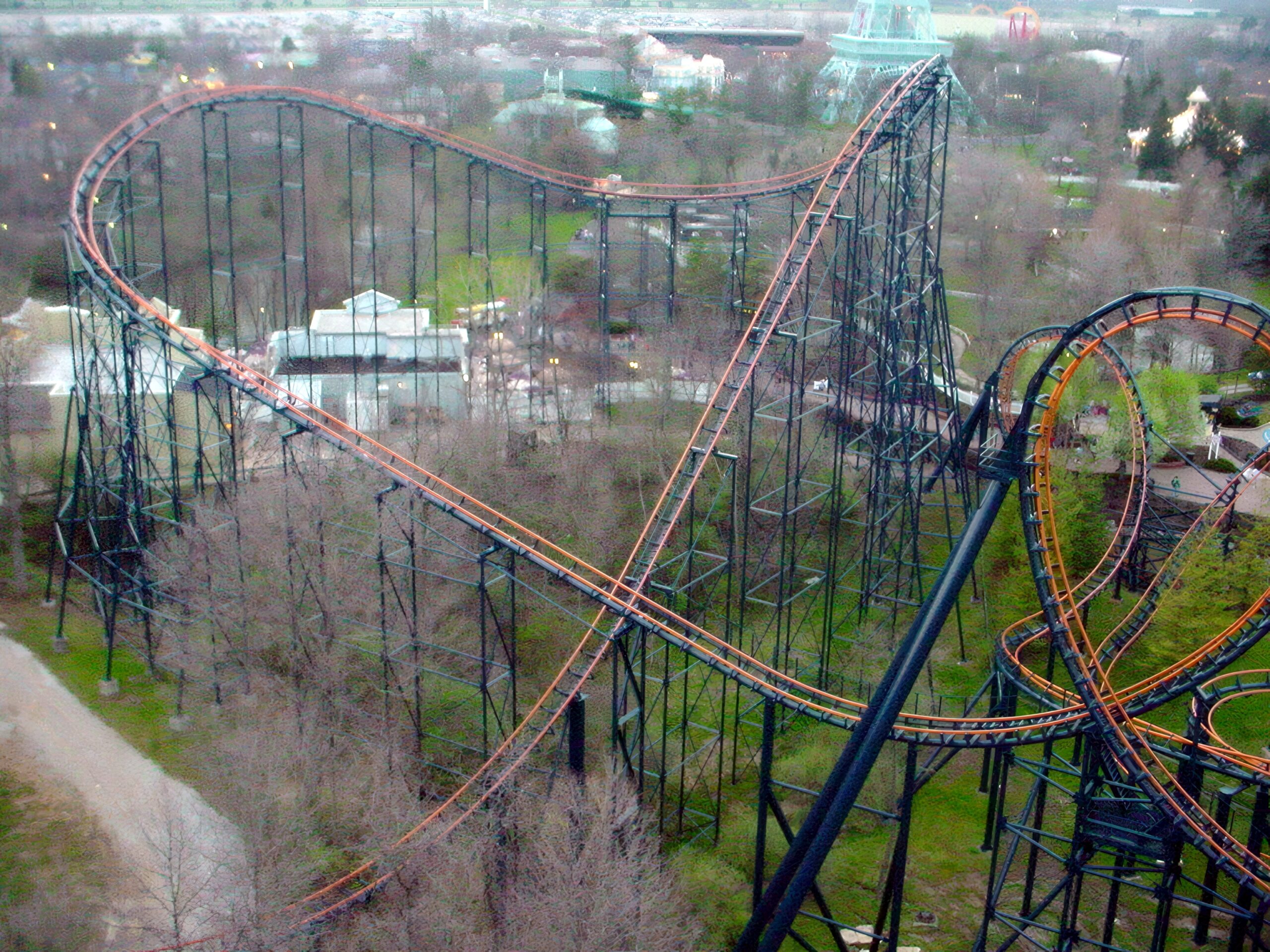 Vortex seen from the Eiffel Tower at Kings Island, April 2002