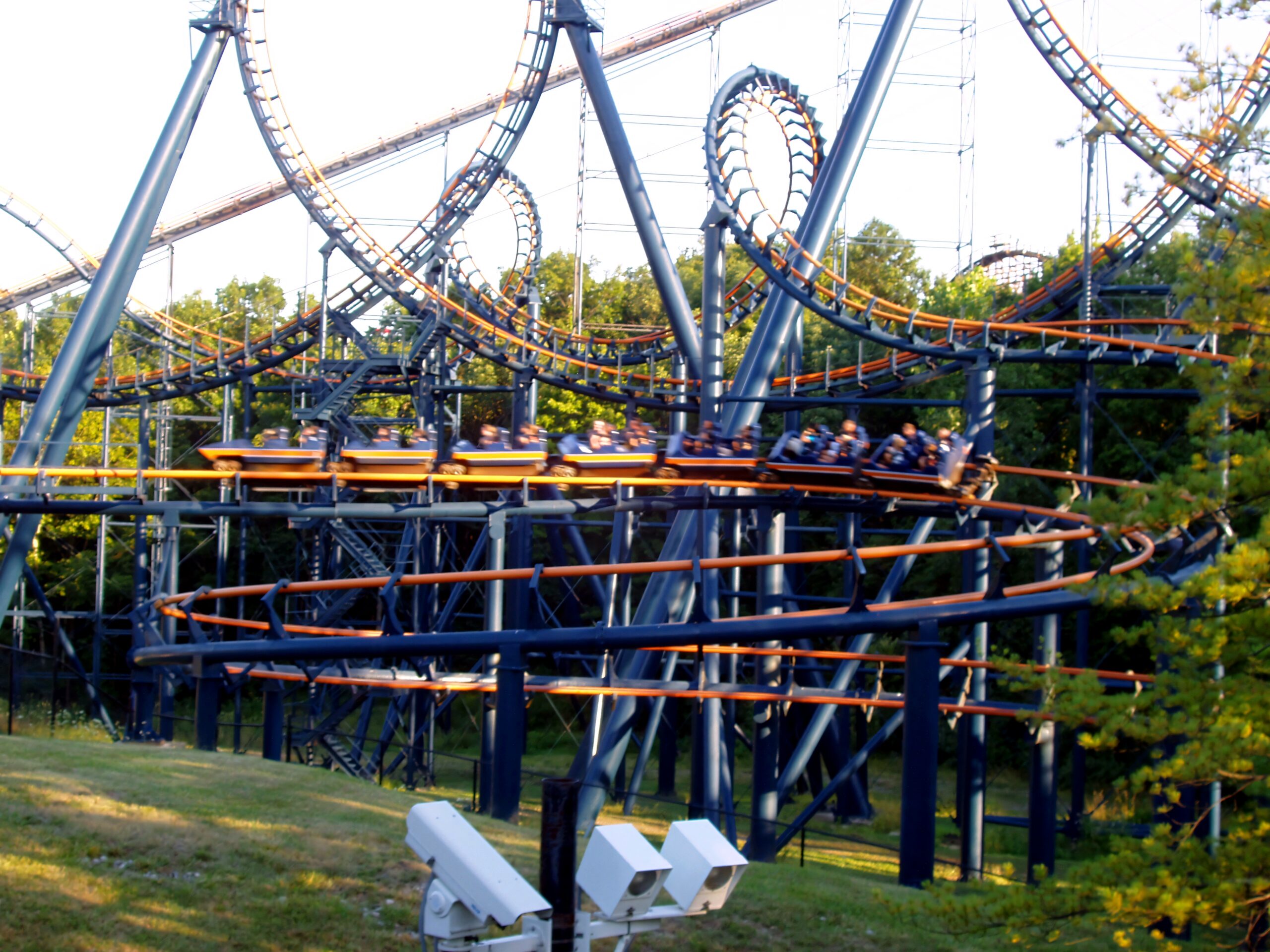 A Vortex train rolling through the double corkscrew, July 2005
