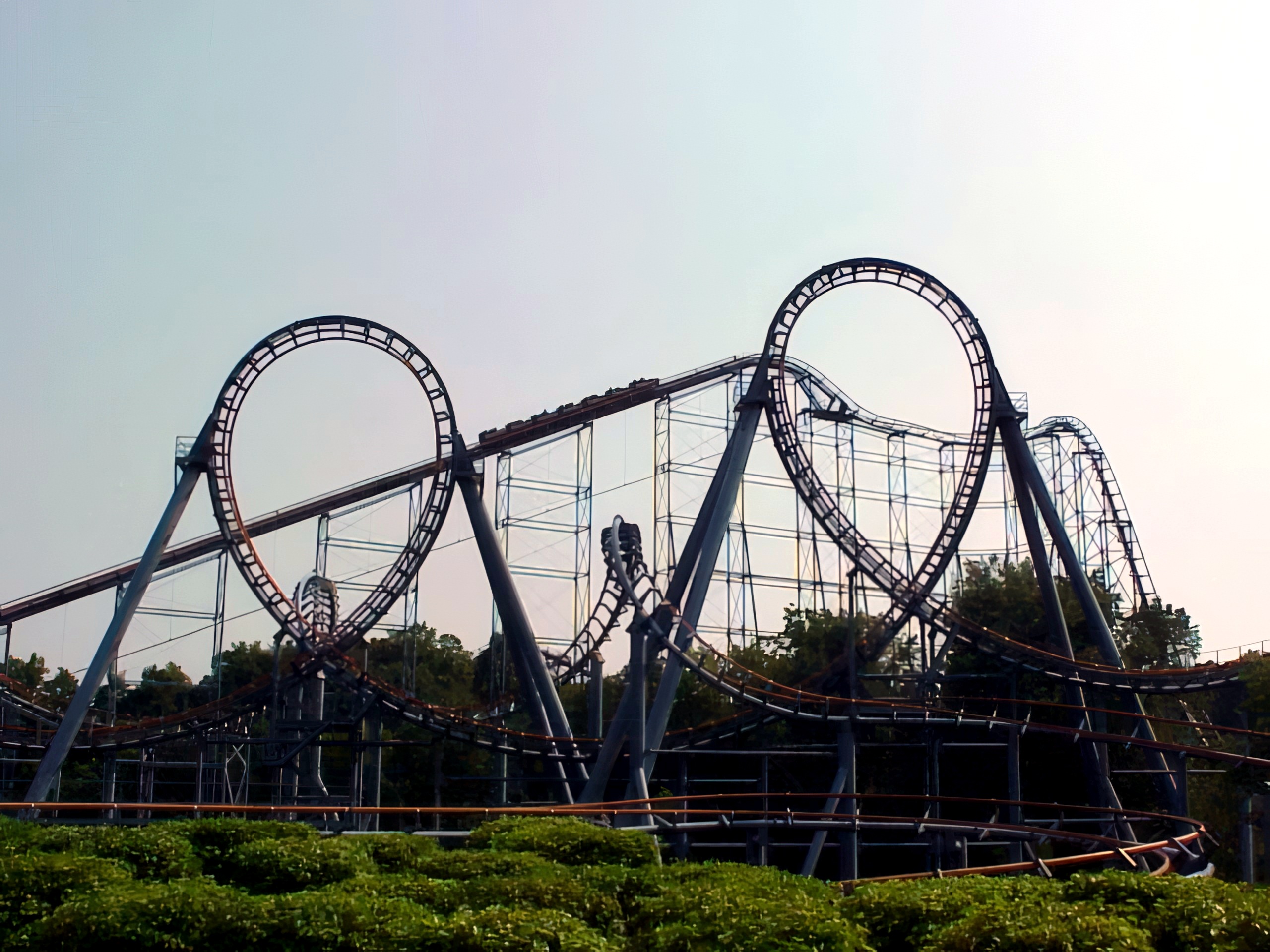 Vortex's twin vertical loops at Kings Island, August 2000