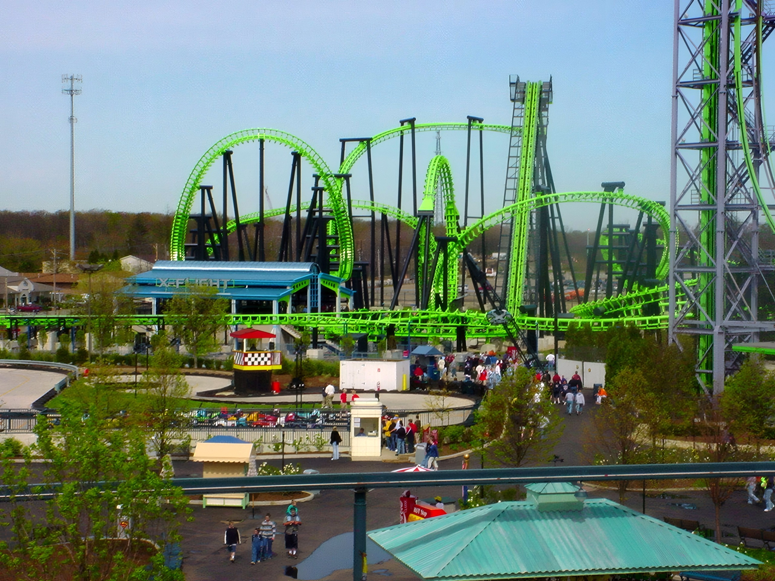 X-Flight's green track seen across the park, May 2002