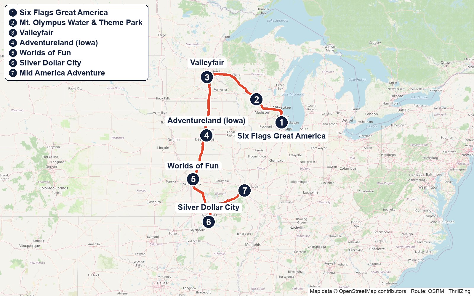 Route map for The Corn Belt Circuit