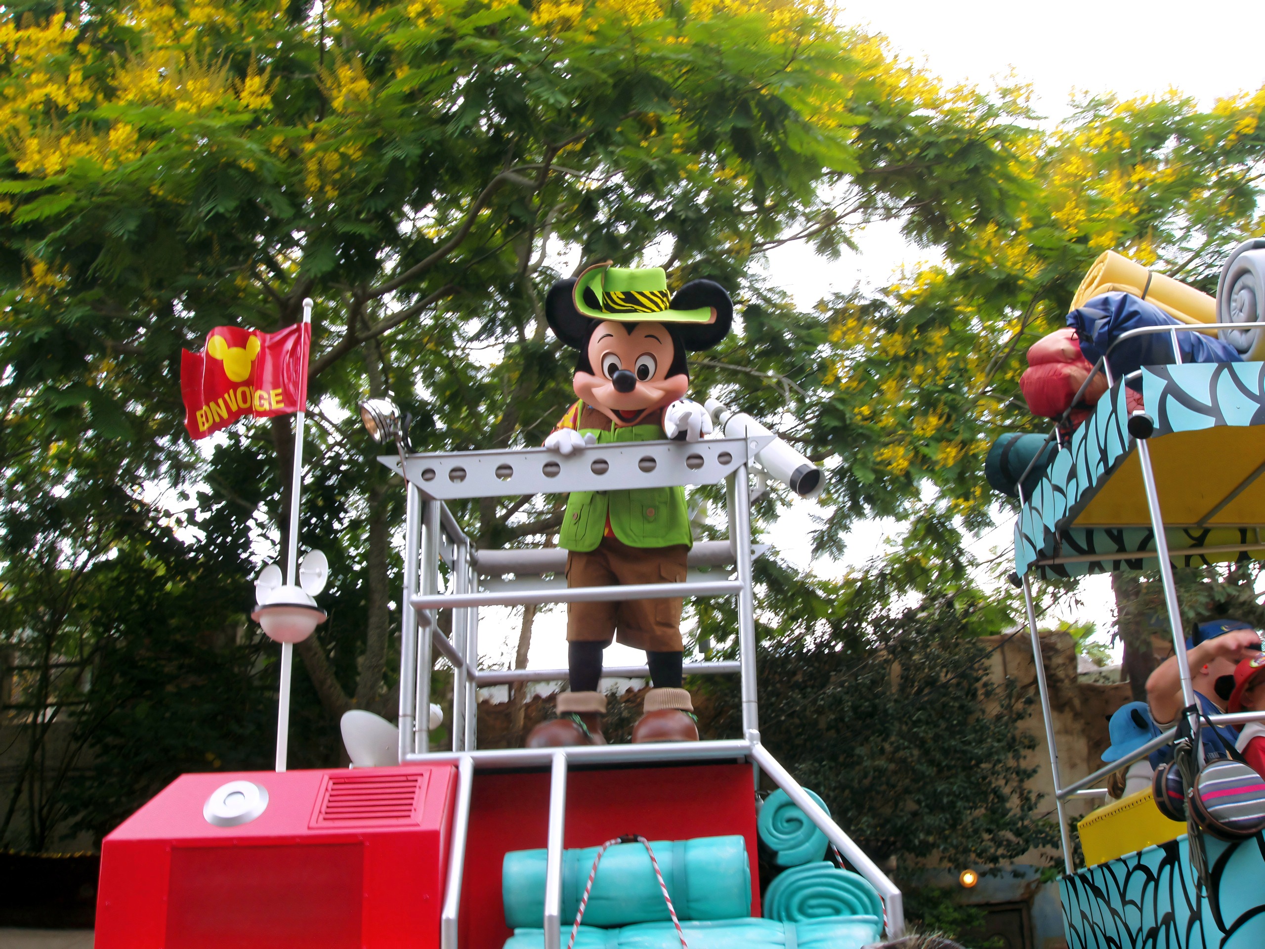 Mickey Mouse in safari outfit on a parade float at Disney's Animal Kingdom, June 2006