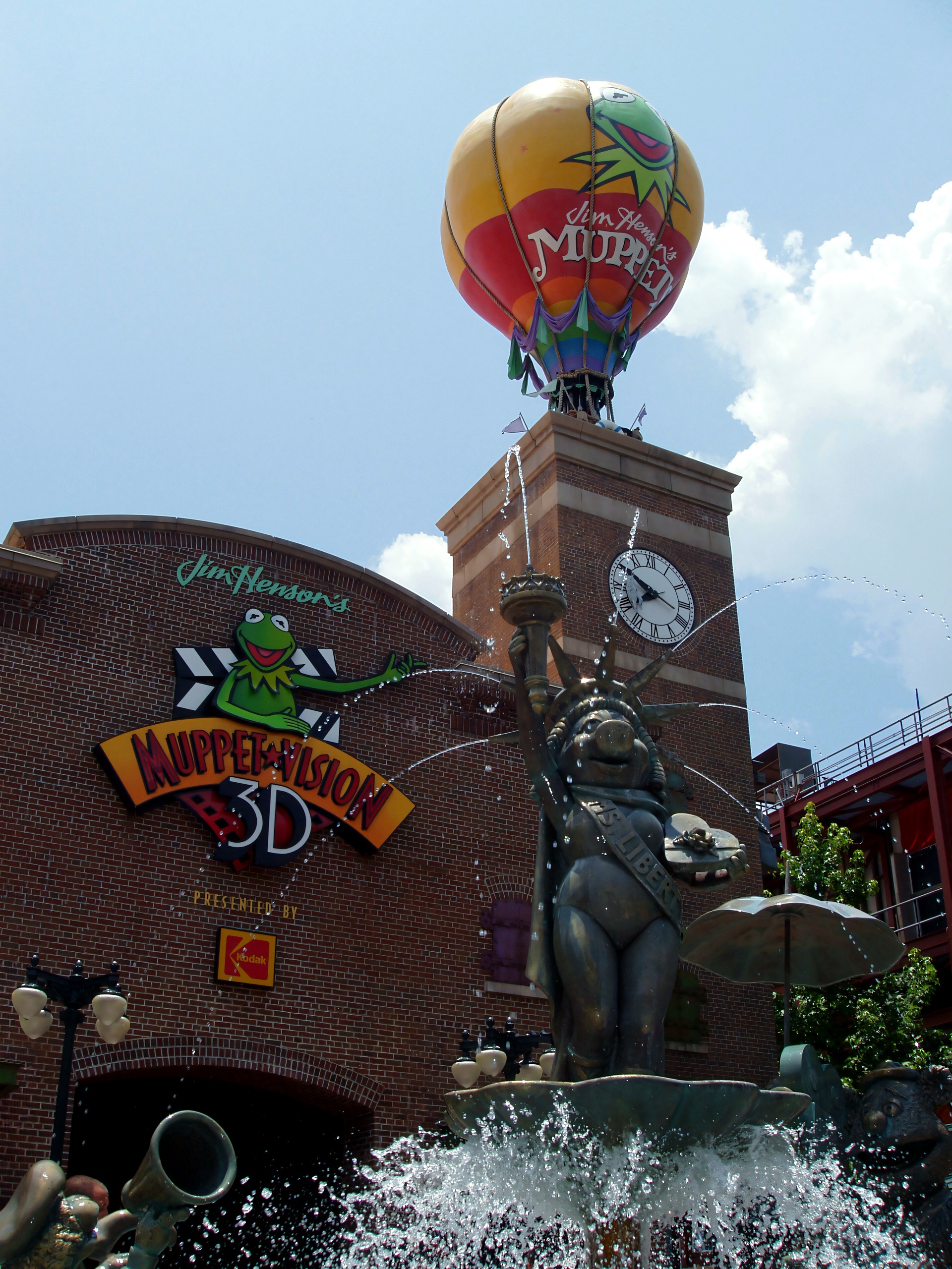 MuppetVision 3D building with Muppets balloon and fountain, Disney's Hollywood Studios, June 2006