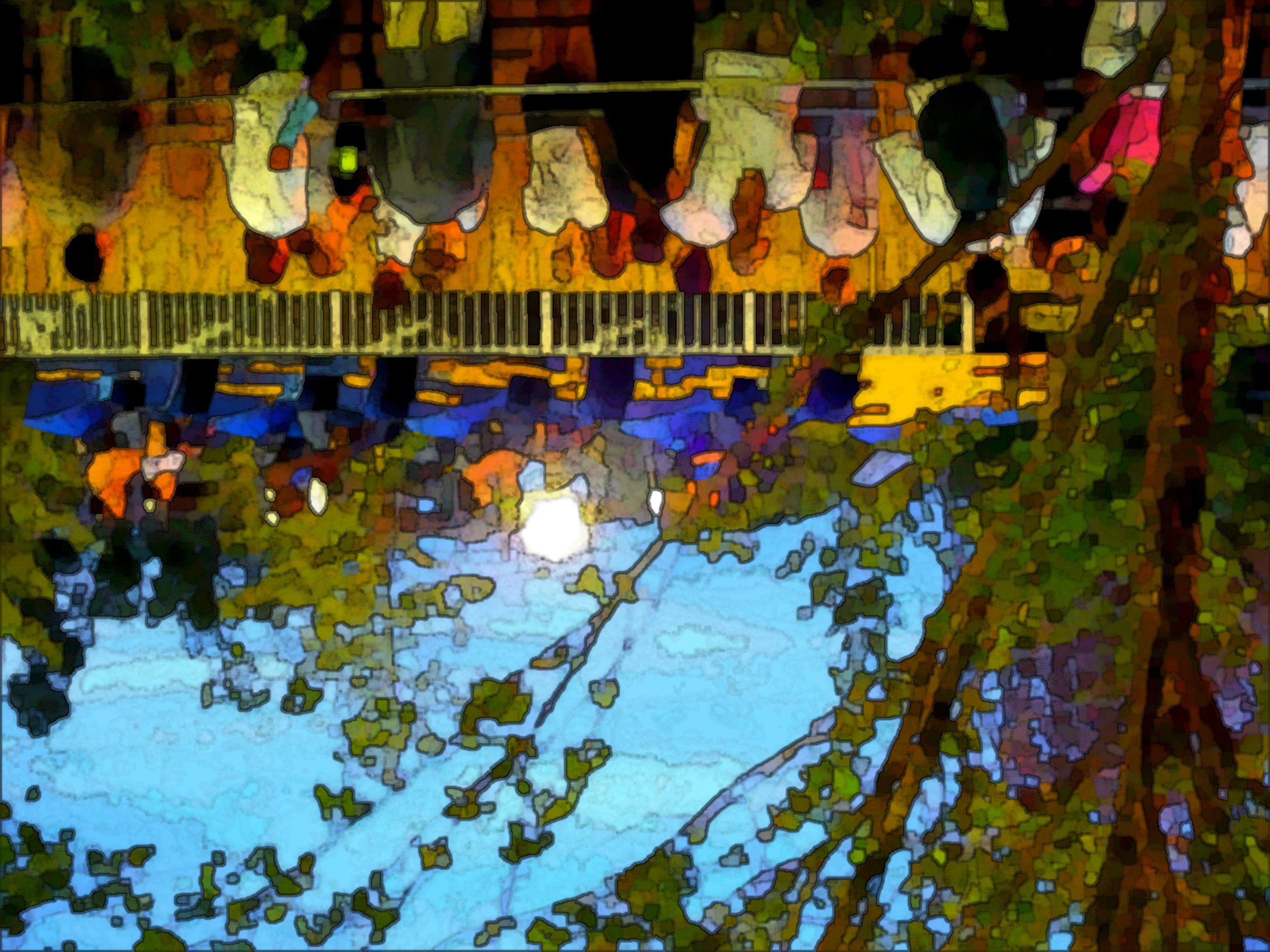 A Hypersonic XLC train in the station above the queue at dusk at Kings Dominion, July 2001