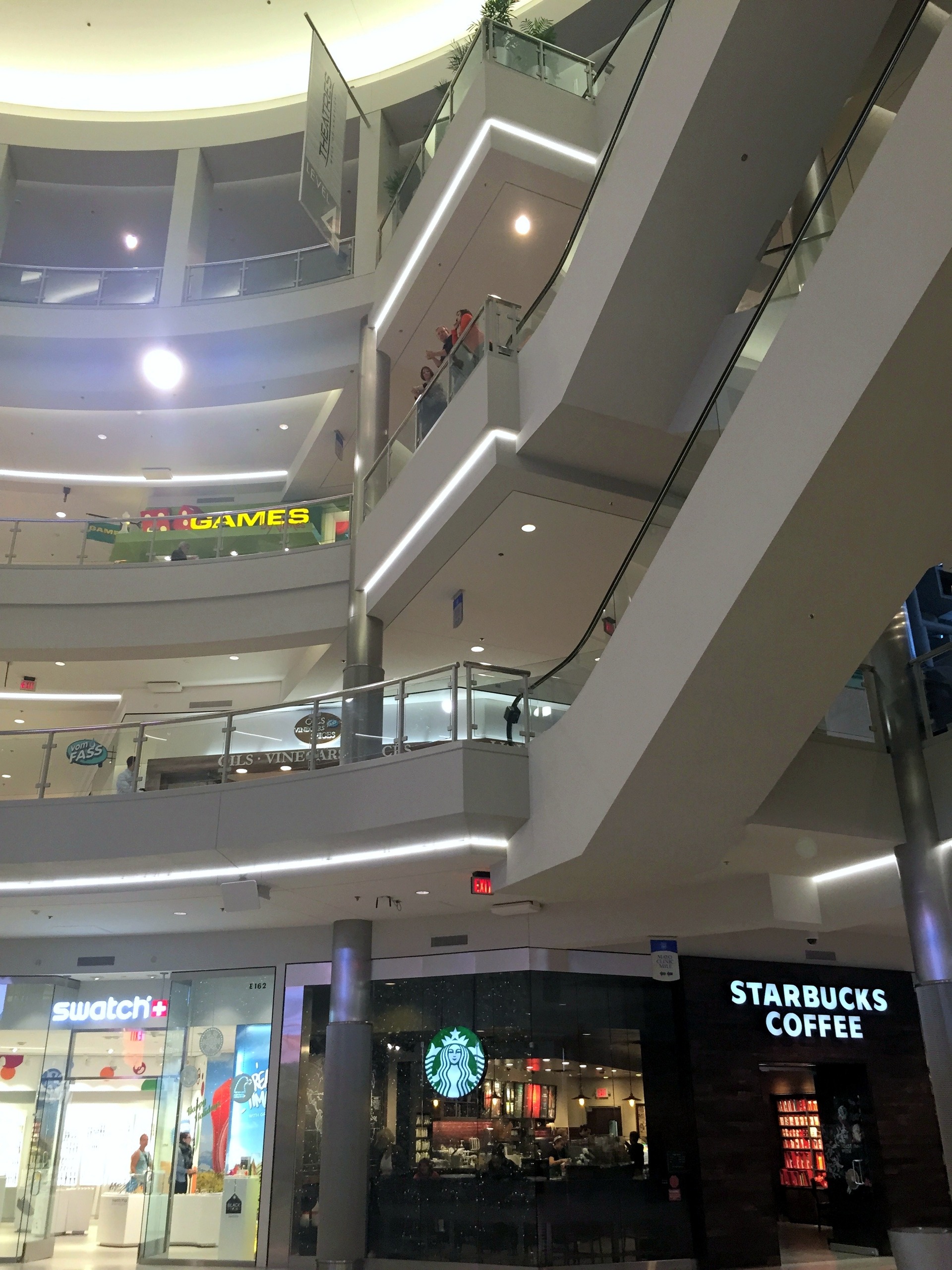 The rotunda's curved mall levels above the Starbucks at Mall of America, November 2015