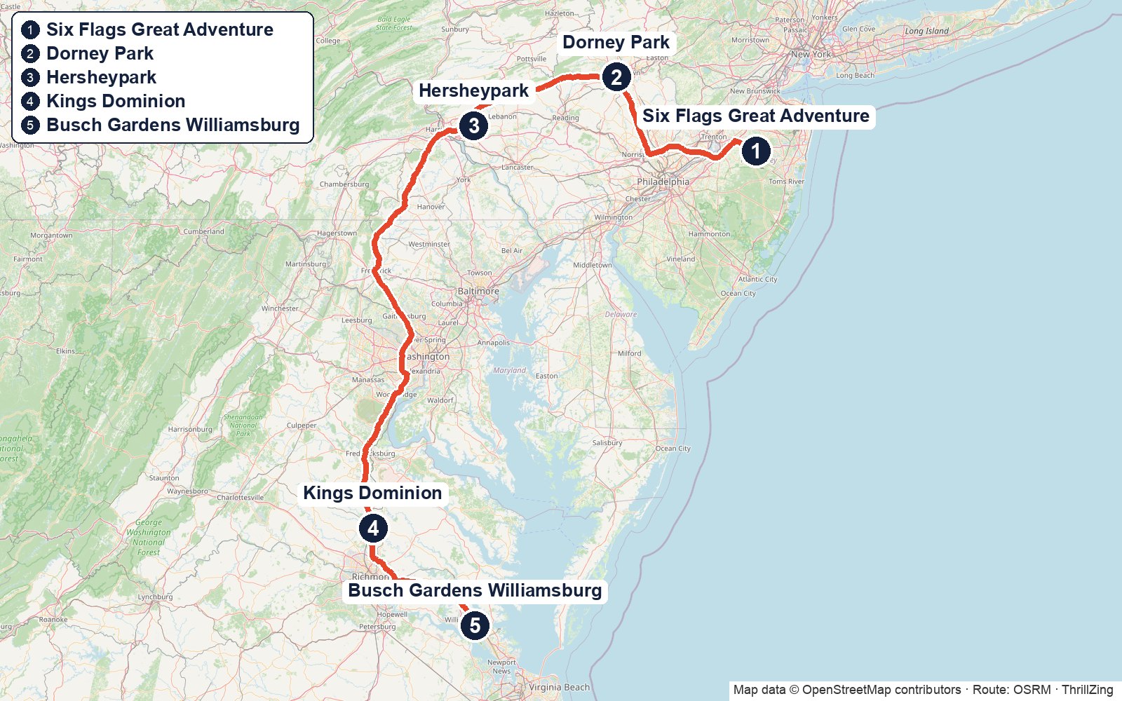 Route map for The Mid-Atlantic Mega Run