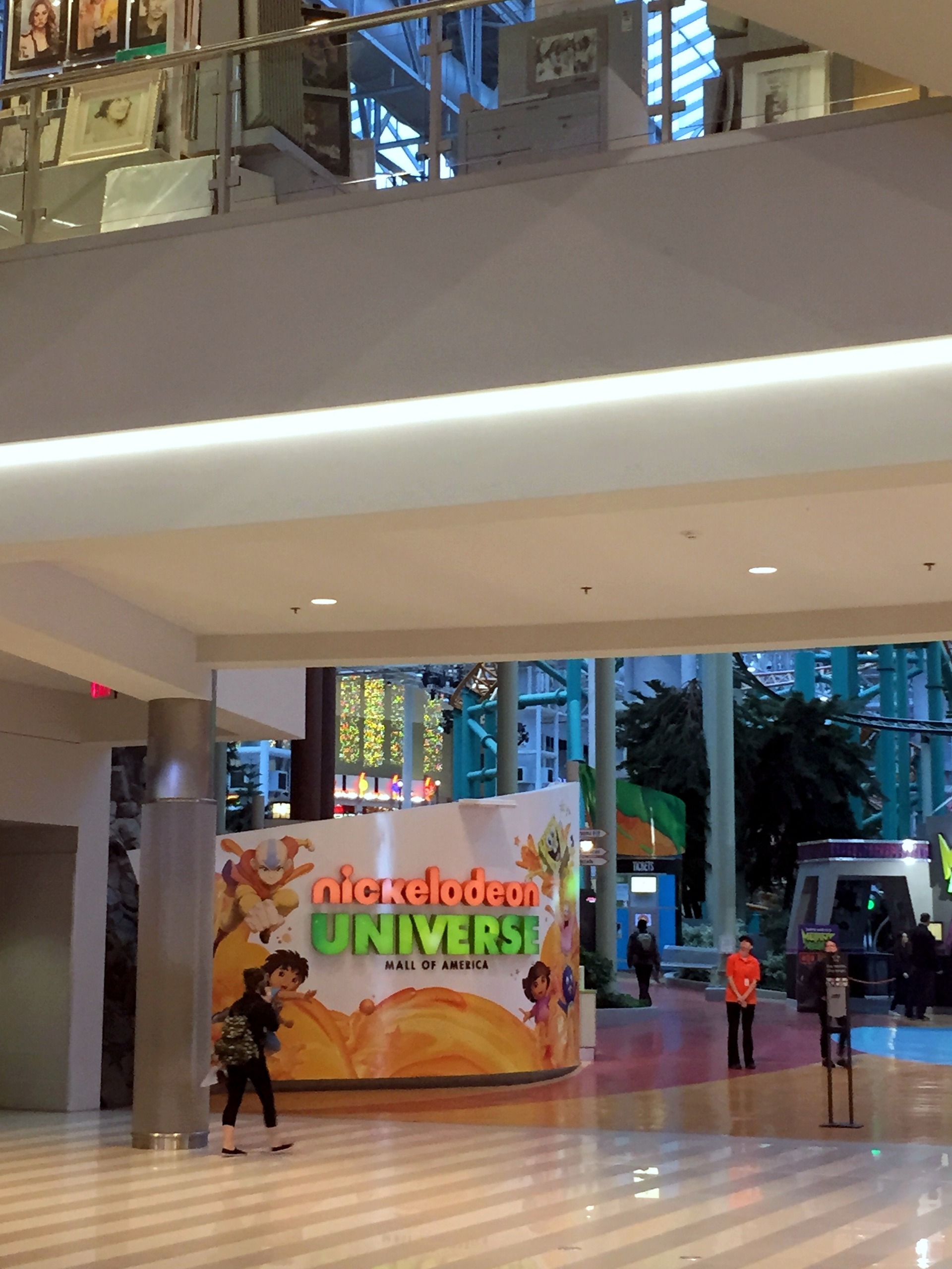 The Nickelodeon Universe entrance sign from the mall concourse at Nickelodeon Universe, November 2015